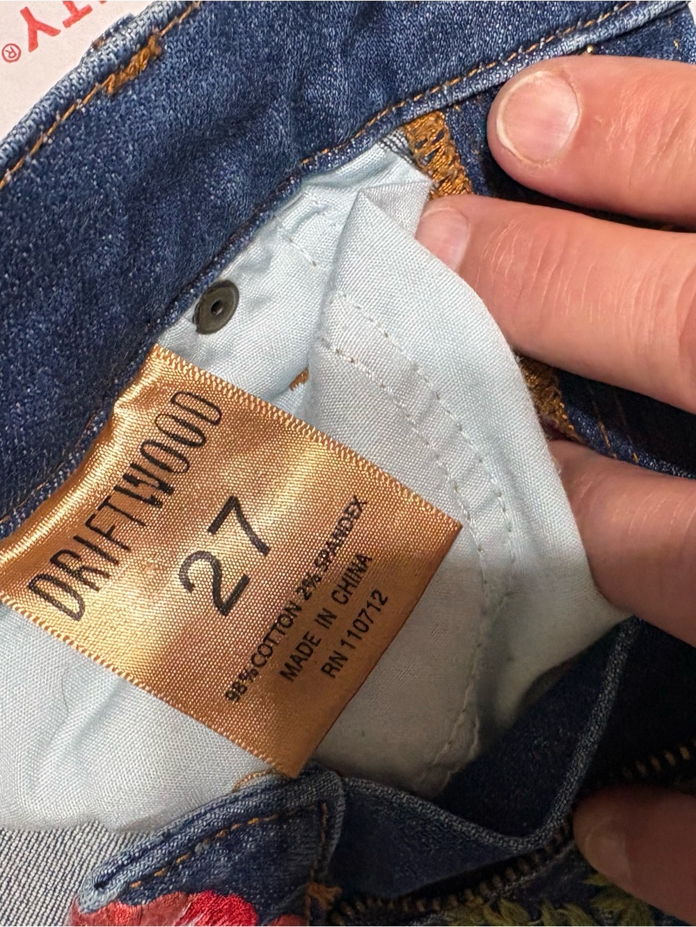 DRIFTWOOD Jackie Skinny Jeans with Red Floral Embroidery - Picture 7 of 11